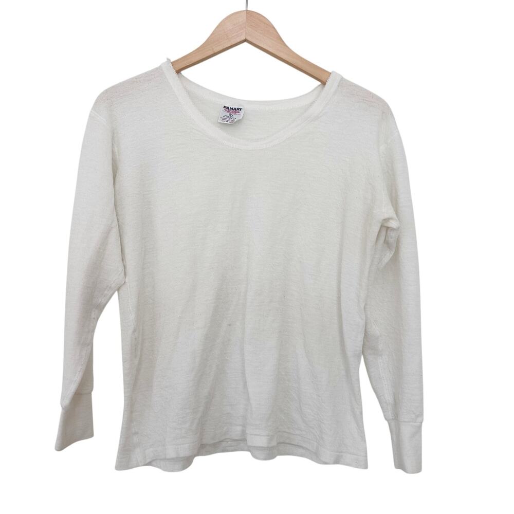 Vintage Damart Thermawear White Long Sleeve Shirt Sz L